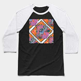 Boho Chic Flower Power - Vibrant Colorful Abstract Flower Pattern Baseball T-Shirt